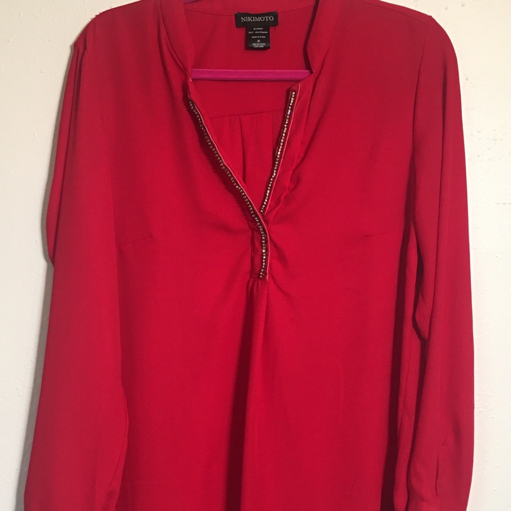 Red long sleeve blouse